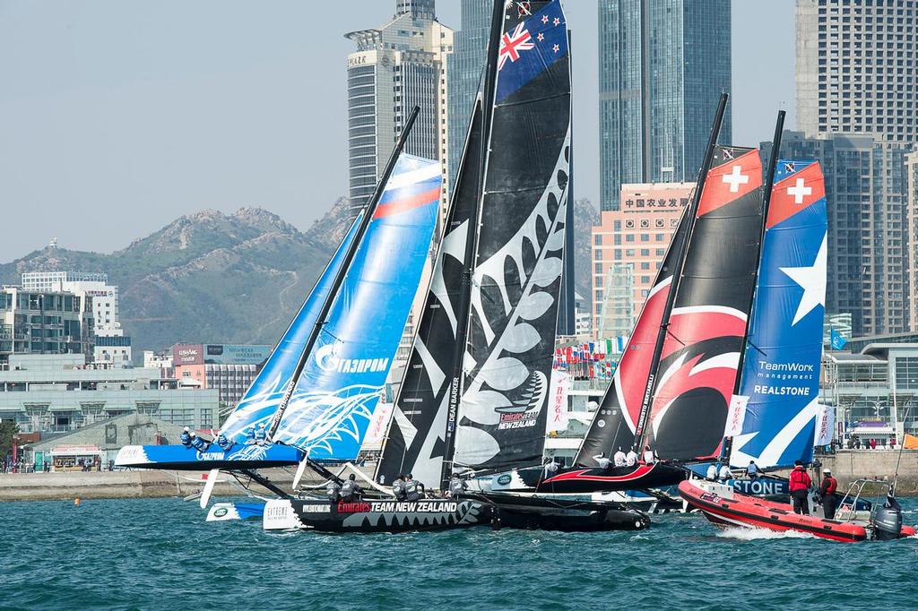 Emirates Team New Zealand, day four of the Land Rover Extreme Sailing Series regatta in Qingdao, China. 4/5/2014 © Chris Cameron/ETNZ http://www.chriscameron.co.nz