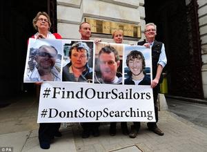 Rally: Family members of the missing sailors arrived at the Foreign and Commonwealth office on Tuesday to meet Hugh Robertson MP as the US Coastguard has confirmed it has restarted the search. - Has the Cheeki Rafiki been found? Debris spotted by volunteers in Atlantic near where yacht carrying British sailors disappeared - photo ©  PA
