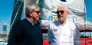 Sir Keith Mills (GBR) and Sir Robin Knox-Johnston (GBR) at North Cove marina (NY) , the day prior to the start of IMOCA OCEAN MASTERS NY-BCN.
 photo copyright Thierry Martinez / Sea&Co / OSM taken at  and featuring the  class