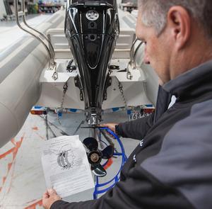 Dave Eickmeyer demonstrates how to fit a Prop Guard correctly. photo copyright  John Curnow taken at  and featuring the  class