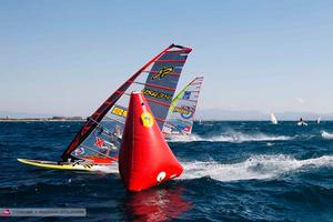 Micah at the pin - 2014 PWA Catalunya World Cup photo copyright  Carter/pwaworldtour.com http://www.pwaworldtour.com/ taken at  and featuring the  class