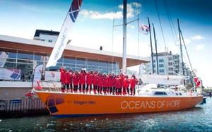 Oceans of Hope and crew. - Oceans of Hope yacht named by Lone Dybkjær ahead of ground breaking global voyage photo copyright Seagrass Communications taken at  and featuring the  class