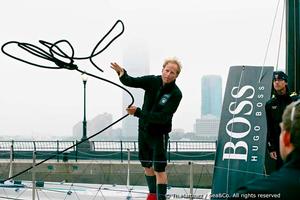 Double handed transatlantic sailing race New York to Barcelona. ``HUGO BOSS`` skipper Pepe Ribes (ESP) & Ryan Breymaier (USA) arriving in New York City (USA). photo copyright ThMartinez/Sea&Co http://www.thmartinez.com taken at  and featuring the  class