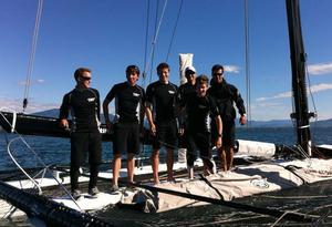 From left to right : Jocelyn Keller, Jérémy Bachelin, Jonas Schagen, Tanguy Cariou, Sébastien Schneiter, Lucien Cujean, Team Tilt photo copyright  Sophia Urban/Team Tilt Sailing taken at  and featuring the  class