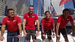 GAES team smiles on arrival into New York photo copyright IMOCA Ocean Masters http://www.oceanmasters.com taken at  and featuring the  class