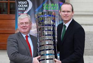 Tanaiste Eamon Gilmore and Minister Simon Coveney with the Volvo Ocean Race trophy in 2012 photo copyright Caroline Crawford taken at  and featuring the  class