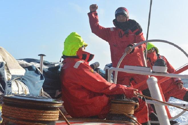 Group photos onboard Dongfeng upon arrival in Lorient - Volvo Ocean Race 2014-15 © Dongfeng Race Team