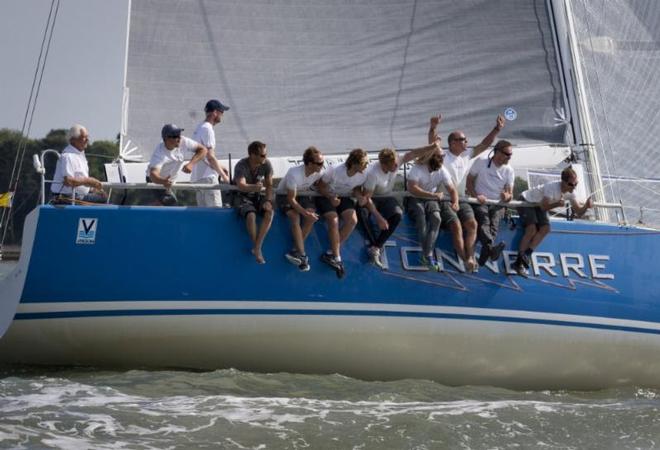 A battle royale ensued for Tonnerre de Breskens to gain the advantage over Tokoloshe II to take the monohull win. J.P.Morgan Asset Management Round the Island Race 2014 © onEdition http://www.onEdition.com