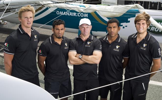  The Land Rover Extreme Sailing Series 2014. Oman Air skippered Rob Greenhalgh (GBR) with headsail trimer Kyle Langford (AUS), trimer Tom Johnson (AUS), bowman Hashim Al Rashdi (OMA) and bowman Musab Al Hadi (OMA). © Lloyd Images