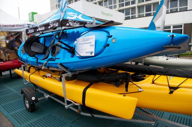 Kayaks on display on the Hobie Cat stand at the PSP Southampton Boat Show 2013.  © onEdition http://www.onEdition.com