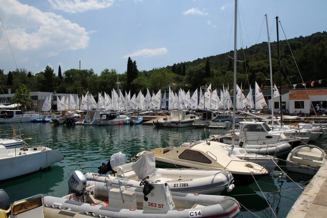 Fleet ahead of the first day’s racing - 2014 Laser Europeans © Petar Prkic http://www.lasereuropeans2014.com