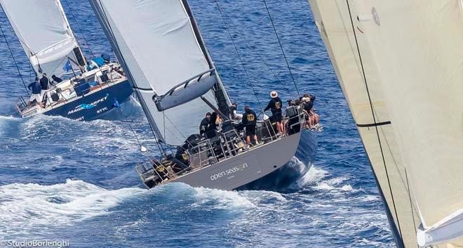 OPEN SEASON, Wally Cento, Vrolijk, 30.47m; MAGIC CARPET CUBED, Wally Cento, Reichel Pugh, 30.5m - Loro Piana Superyacht Regatta 2014 day 3 © Carlo Borlenghi http://www.carloborlenghi.com