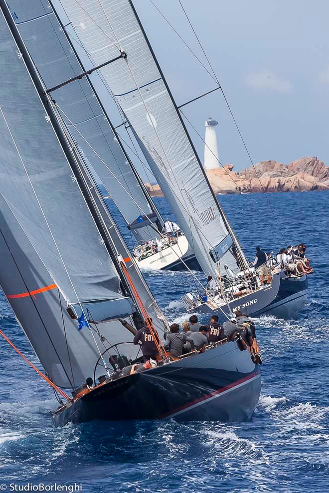 FIREFLY, Claasen Shipyards, Hoek Design, 35m; MY SONG, Cookson Boats, Reichel Pugh/ Nauta Yachts, 25.4m; GRANDE ORAZIO, Southern Wind Shipyard, Farr Yacht Design, 24.72m - Loro Piana Superyacht Regatta 2014 day 3 © Carlo Borlenghi http://www.carloborlenghi.com