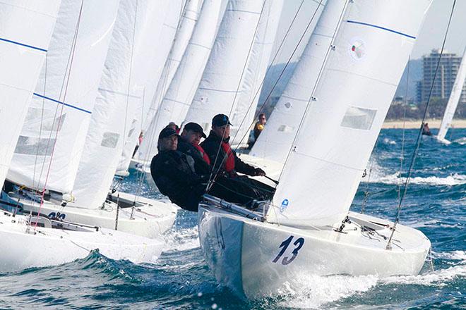 Etchells Australasian Winter Championship 2014. The Doctor up the top of field in Race 2 today.  © Teri Dodds