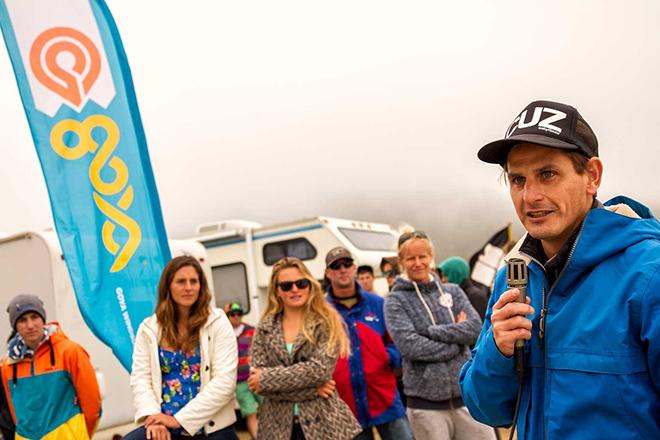 Head judge Chris Freeman making announcements © American Windsurfing Tour http://americanwindsurfingtour.com/