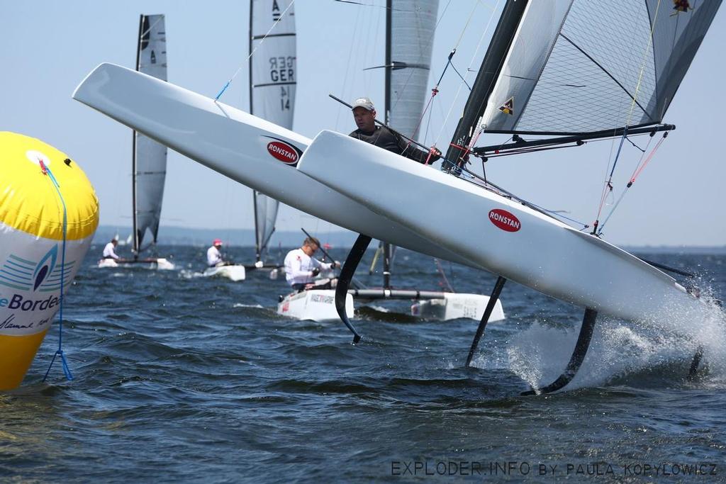 Reach for the Sky - Chris Nicholson - Day 3: A-class Catamarans European Championship, Bordeaux, France  © Paula Kopylowicz / Exploder.info http://www.exploder.info