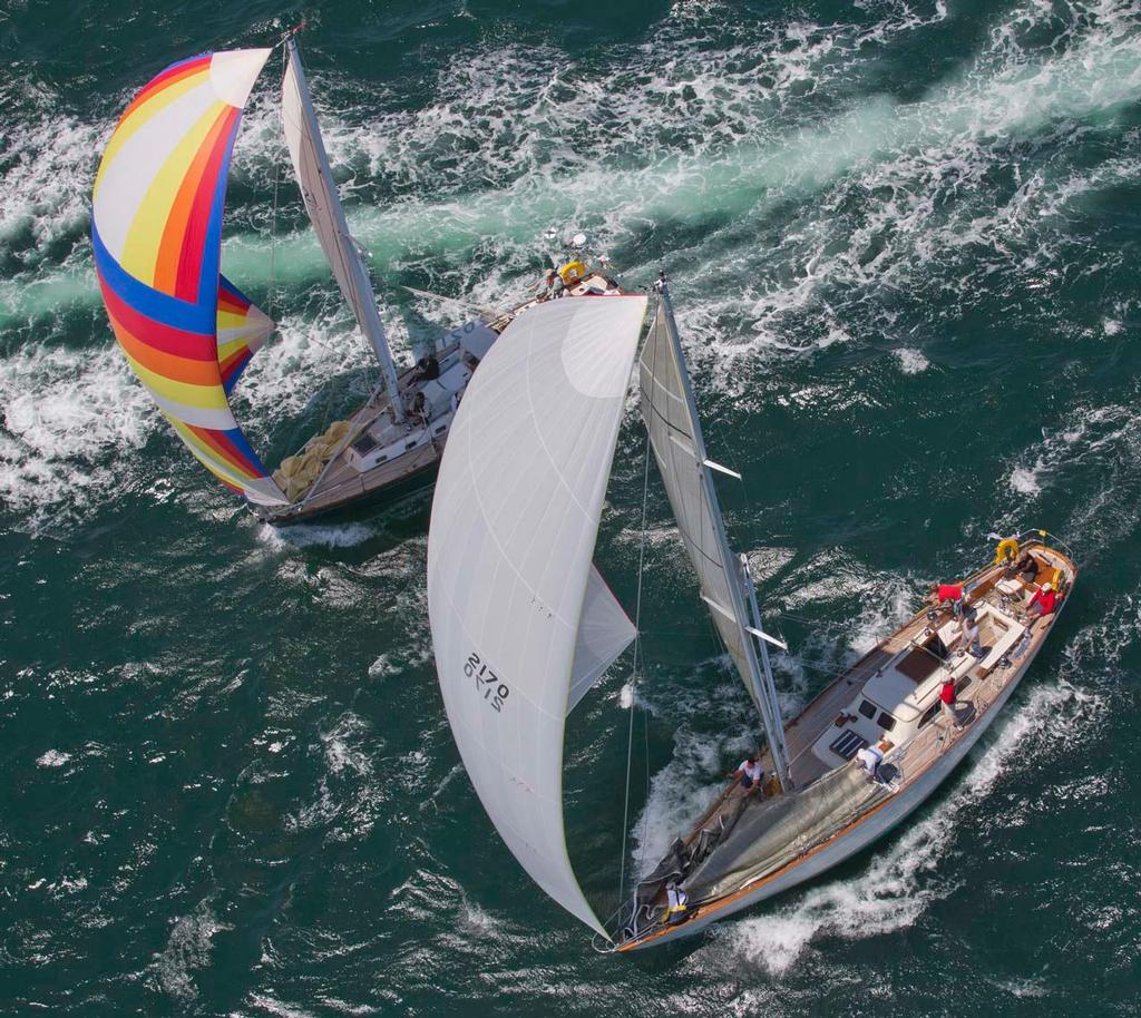 Grundoon - USA 2170 - the Columbia 50 cruising yacht skippered by James A Grundy with Nicole - USA 2021 - the Cal 40 cruising yacht skippered by Thomas C duPont at the start of the 2012 Race. photo copyright Danial Forster/PPL taken at  and featuring the  class