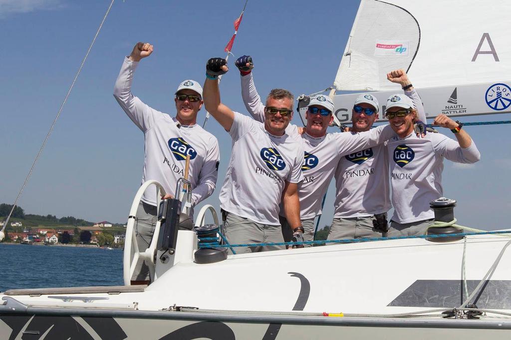 2014 Match Race Germany - Ian Williams, Gerry Mitchell - Mainsheet, Bill Hardesty - Tactics, Malcolm Parker - Trimmer, Matthew Cornwall - Bowman. ©  Ian Roman / WMRT