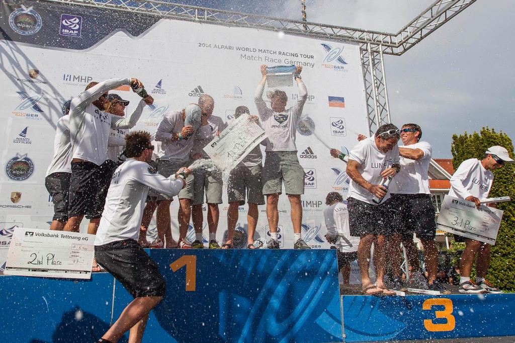 Teams celebrating during the Prize Giving Ceremony at Match Race Germany 2014. ©  Ian Roman / WMRT