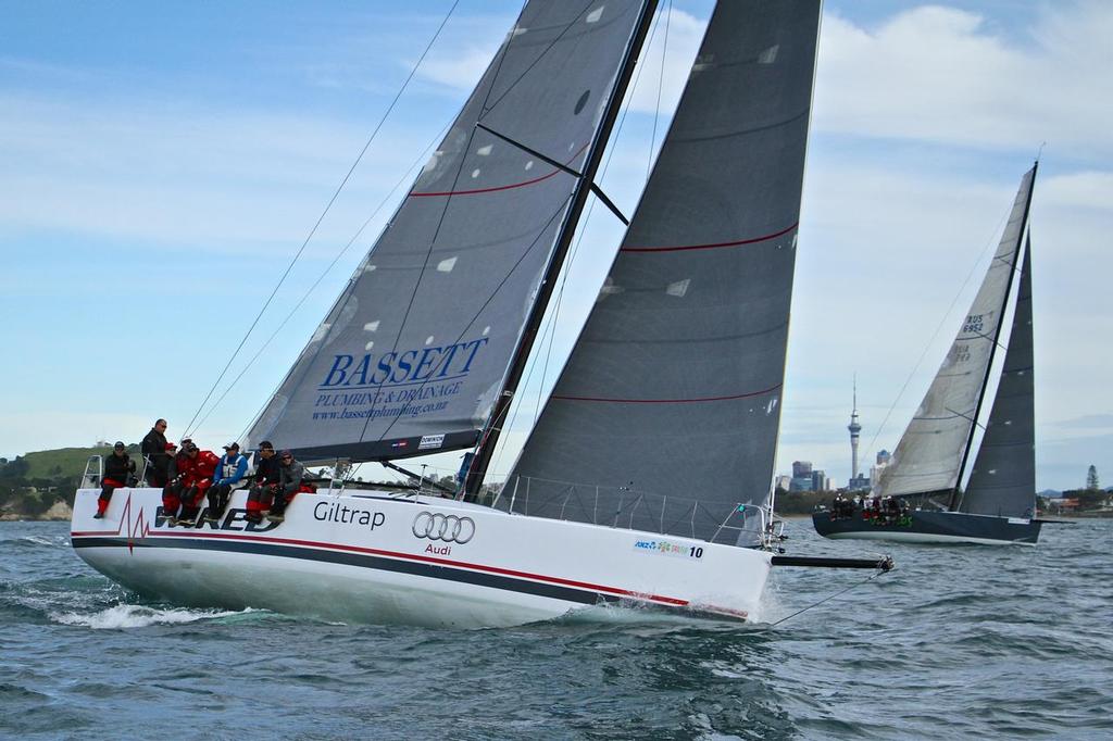 Wired and Vamos start the way they will finish as the leave the Waitemata harbour - 2014 ANZ Fiji race. photo copyright Richard Gladwell www.photosport.co.nz taken at  and featuring the  class