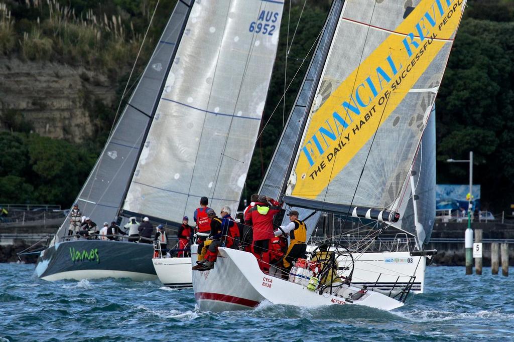 Midnight Rambler (AUS) chases Vamos and Lawless, just before the start of the ANZ Fiji race photo copyright Richard Gladwell www.photosport.co.nz taken at  and featuring the  class