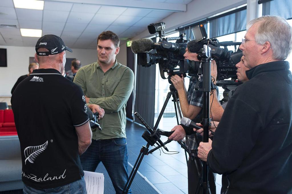 Grant Dalton, Emirates Team New Zealand Managing Director talks to media at a press conference at the team's base in Auckland. 13/6/2014 photo copyright Chris Cameron/ETNZ http://www.chriscameron.co.nz taken at  and featuring the  class