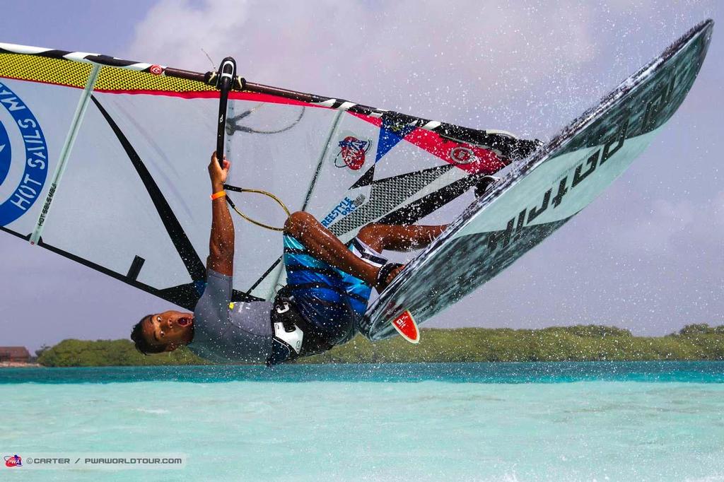 Freestyle close up - 2014 PWA Bonaire World Cup photo copyright  Carter/pwaworldtour.com http://www.pwaworldtour.com/ taken at  and featuring the  class