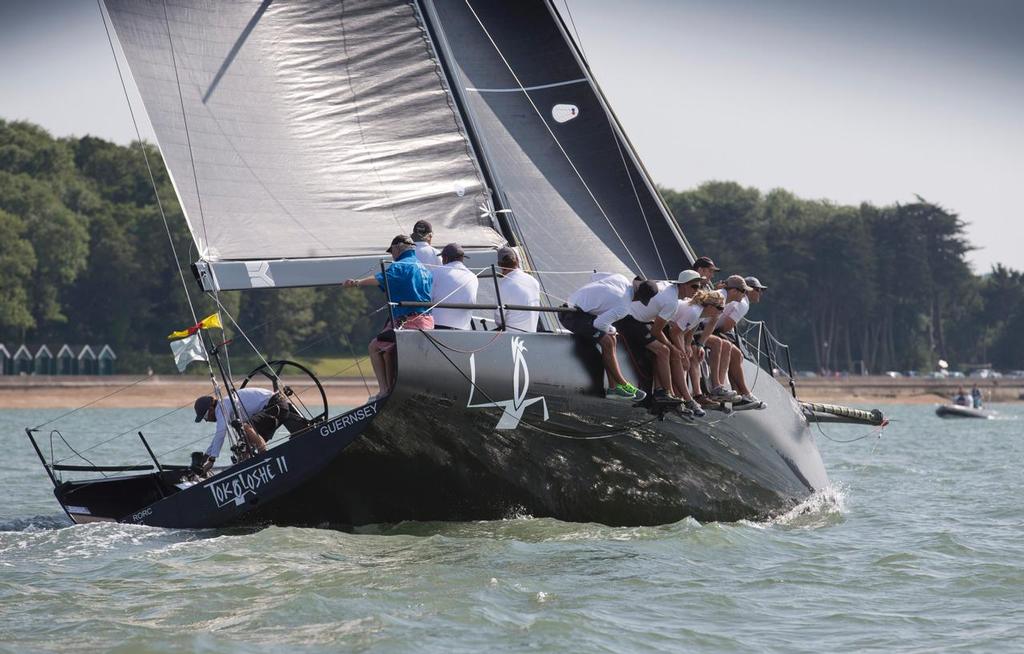 Second over the line Tokoloshe II at the the finish line for the JP Morgan Asset Management Round the Island Race 2014. © Th.Martinez/onEdition