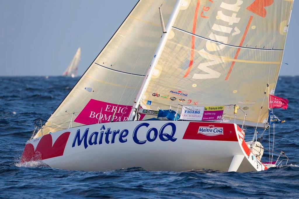 Jeremie Beyou sur le Figaro Maitre Coq lors de la 1ere etape de la Solitaire du Figaro Eric Bompard Cachemire 2014 entre Deauville et Plymouth © Alexis Courcoux