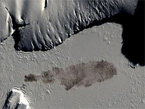 In these satellite images researchers were able to locate the emperor penguins using the dark brown guano stains. Zooming in further, the researchers were able to identify individual penguins. -  New research using satellite images reveals that emperor penguins are more willing to relocate than previously thought photo copyright DigitalGlobe, Inc taken at  and featuring the  class