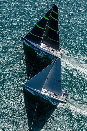 Two of the expected front runners - Hap Fauth's Belle Mente leads George Sakellaris' Shockwave. photo copyright Daniel Forster/PPL taken at  and featuring the  class