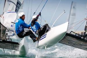 Ben Saxton and Hannah Diamond, Nacra17 - 2014 Sail for Gold Regatta photo copyright  Paul Wyeth / RYA http://www.rya.org.uk taken at  and featuring the  class