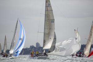 Blustery conditions caused some spinnaker issues for some. - Land Rover Winter Series 2014 photo copyright David Brogan www.sailpix.com.au taken at  and featuring the  class
