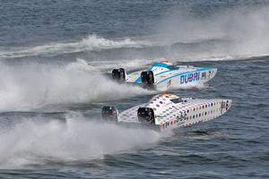 Dubai and Six - UIM Skydive Dubai XCAT World Series 2014 photo copyright WPPA taken at  and featuring the  class