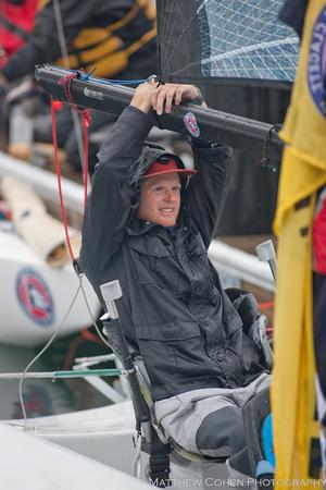 SKUD 18 skipper Ryan Porteous Clagett 2014 photo copyright Matthew Cohen / Clagett Regatta http://www.clagettregatta.org taken at  and featuring the  class