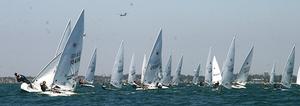 Andrew Lewis of Trinidad and Tobago leads Greg Martinez (l.) into windward mark in Laser Full class photo copyright Rich Roberts taken at  and featuring the  class