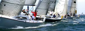 Helen Brierley drives her and husband Dan McGanty's Tartan 101 Mistral off starting line in strong position photo copyright Rich Roberts taken at  and featuring the  class