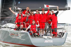 Anthony O'Leary and the crew of Antix celebrate winning the IRC National Championship Trophy. - RORC IRC National Championship 2014 photo copyright  Paul Wyeth / RORC taken at  and featuring the  class