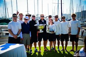 Owner-drive Alex Roepers and his crew accept the California Cup, which has been presented annually by California Yacht Club since 1963. photo copyright Sarah Proctor taken at  and featuring the  class