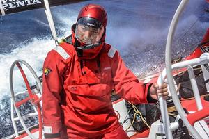 Chinese sailor Jin Hao Chen 'Horace' is caught on camera looking very pensive. photo copyright Dongfeng Race Team taken at  and featuring the  class