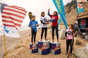 Josh Stone popping the champagne for winner Bernd Roediger photo copyright American Windsurfing Tour http://americanwindsurfingtour.com/ taken at  and featuring the  class