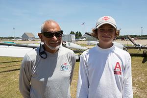 Youngest Galt Oliver (14 years old) from Virginia and the oldest competitor Gordon Isco (79 years old) from Florida - ISAF International A-Class Catamaran North American Championships 2014 photo copyright Ocean Images taken at  and featuring the  class
