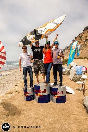 Board toss podium... Jesse wins! photo copyright Si Crowther / AWT http://americanwindsurfingtour.com/ taken at  and featuring the  class