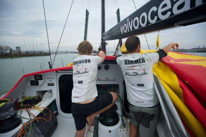 Phil Harmer points out local landmarks to fellow Australian Luke Parkinson - Abu Dhabi Ocean Racing - Trans Atlantic Return crossing July 2014 © Abu Dhabi Ocean Racing (ADOR) 