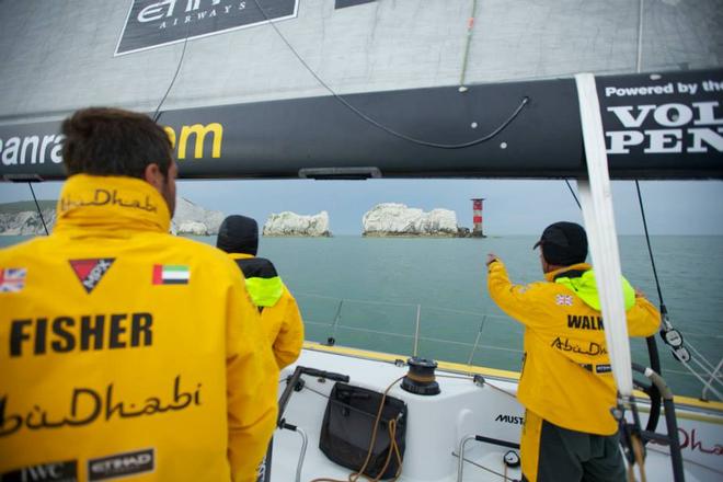 Azzam passes the iconic Needles Lighthouse after crossing the Atlantic - Abu Dhabi Ocean Racing - Trans Atlantic Return crossing July 2014 © Abu Dhabi Ocean Racing (ADOR) 