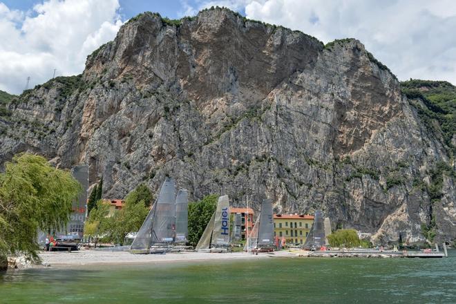 18ft skiff, 2014 European Championships, Lake Garda, Italy © Christophe Favreau http://christophefavreau.photoshelter.com/
