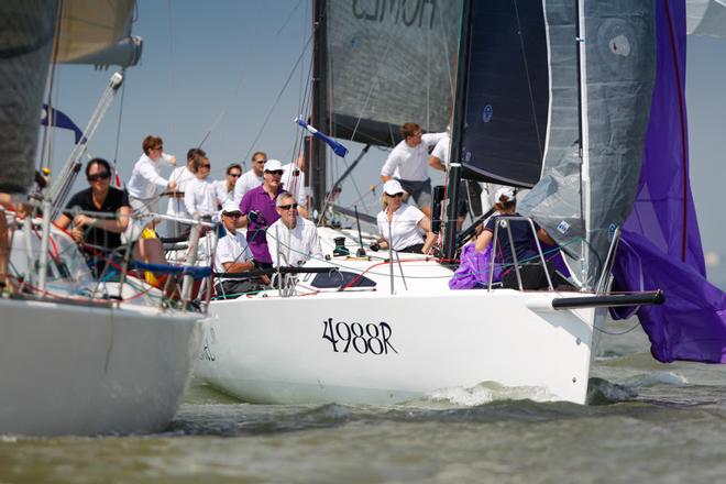 Competing in IRC 2, Sabriel Jr (J/88) as she fights her way through the crowd! - Royal Southern Yacht Club July Regatta 2014 © Paul Wyeth