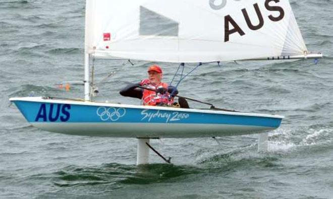 foiling laser sailboat