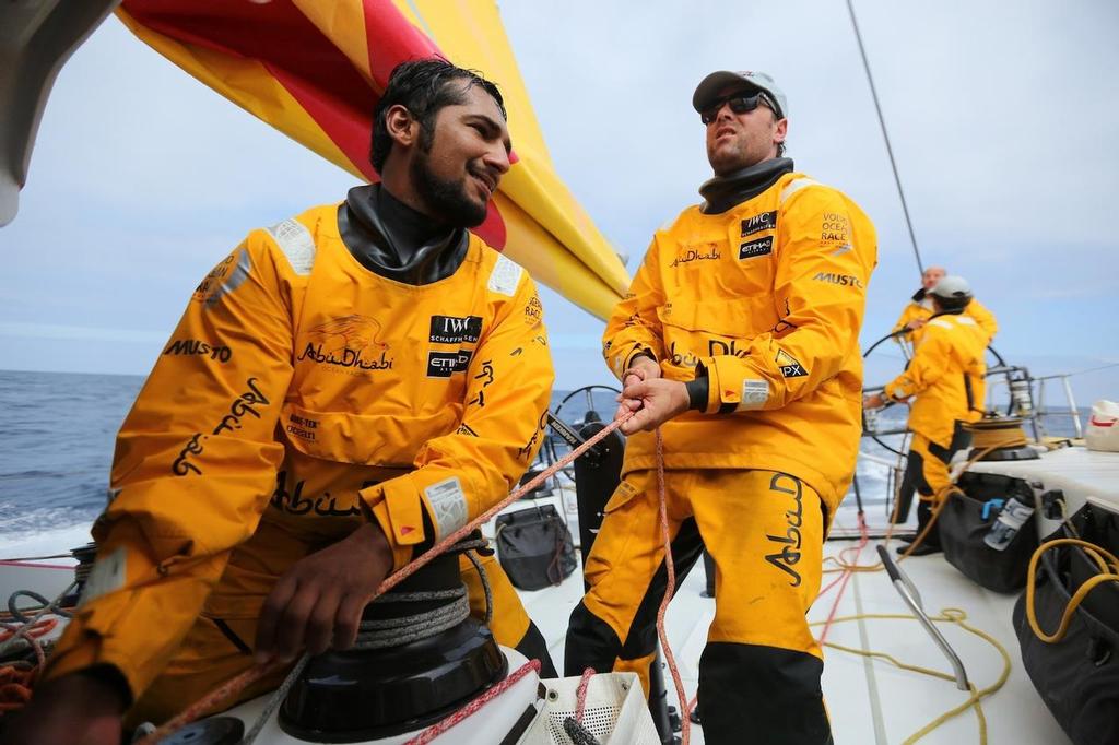 June 23 2014. Abu Dhabi Ocean Race crew onboard Azzam during their Transatlantic route from Lisbon to Newport, RI. photo copyright Volvo Ocean Race http://www.volvooceanrace.com taken at  and featuring the  class