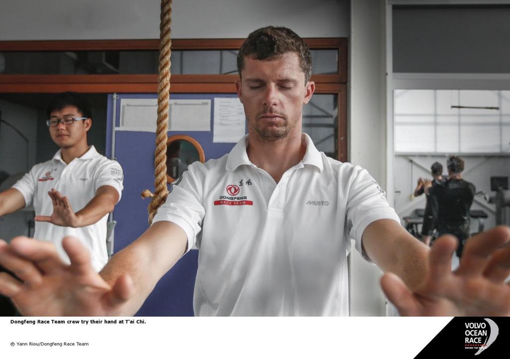 Dongfeng Race Team crew try their hand at T'ai Chi. photo copyright Yann Riou / Dongfeng Race Team taken at  and featuring the  class